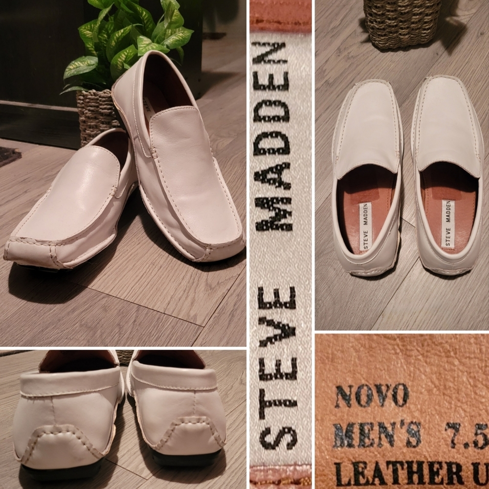 Steve Madden Novo White Leather Loafer, Men's Size 7.5, EU 40.5